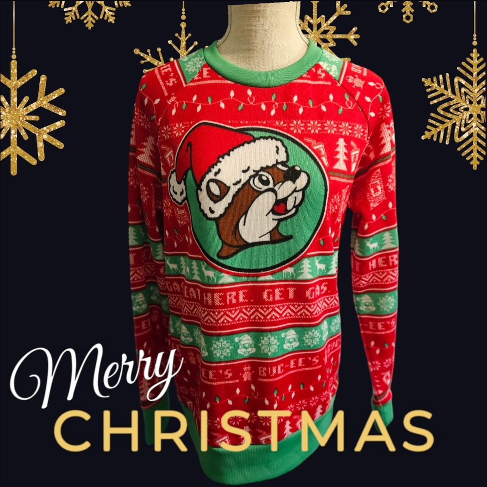 Bucees Christmas Sweater Shirt Size Large Like New Condition